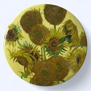Yellow and Brown Van Gogh Sunflower Still Life Circle Pocket Mirror Makeup Home